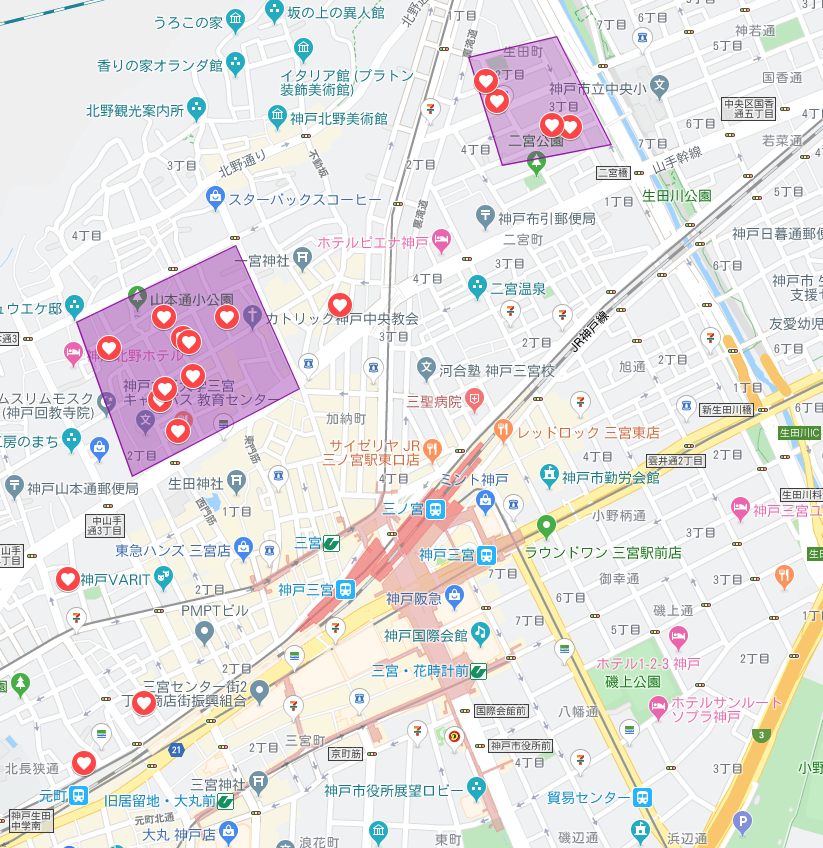 三宮駅・三ノ宮駅近くのラブホ情報・ラブホテル一覧｜カップルズ