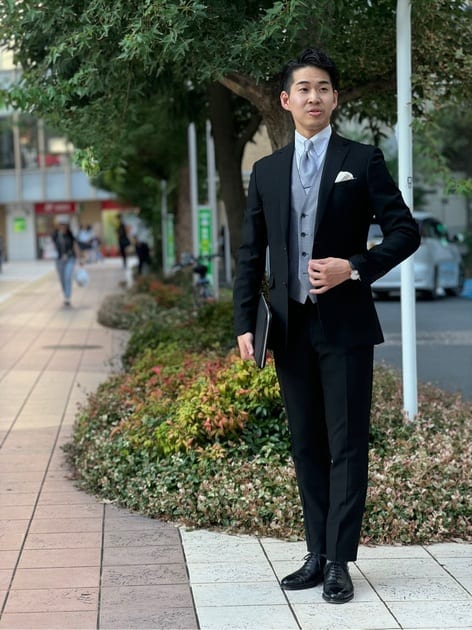 BLACK FORMAL サマーウール 冠婚葬祭 春夏スリーピーススーツ