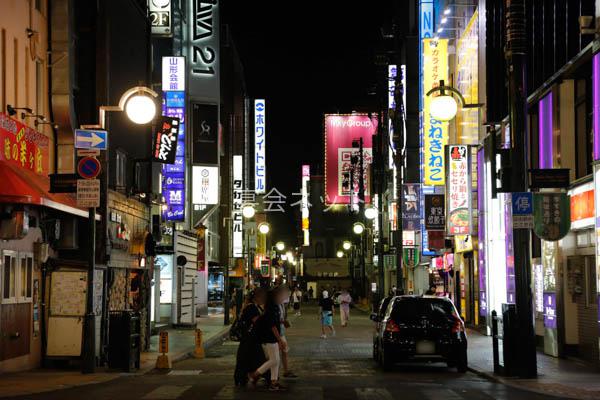 札幌 夜のすすきの歓楽街の写真素材 [FYI03419310]